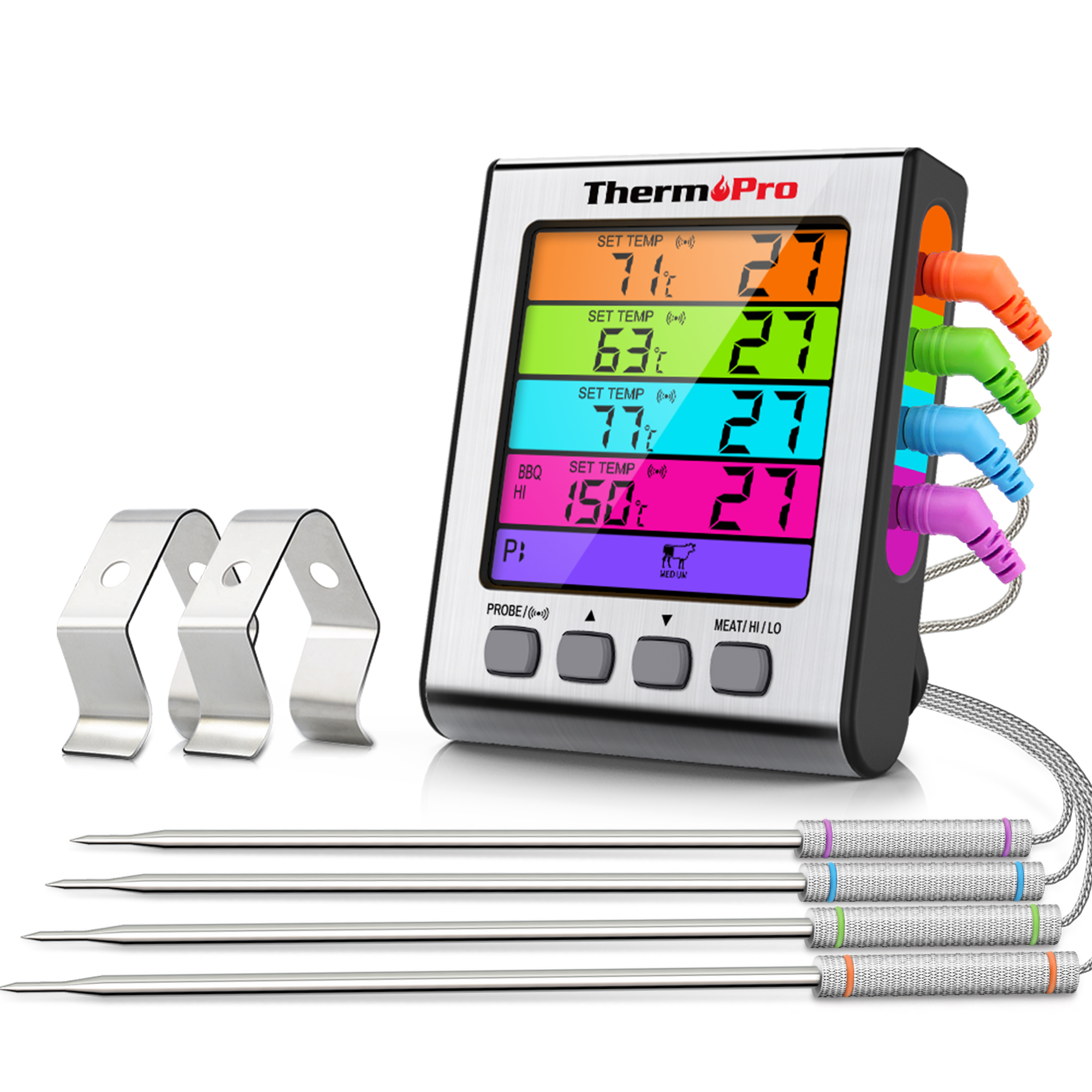 ThermoPro TP17H 4 Meat Probes Kitchen Oven Meat Thermometer Backlight Digital Barbecue Thermometer For Meat Grilling and Smoking