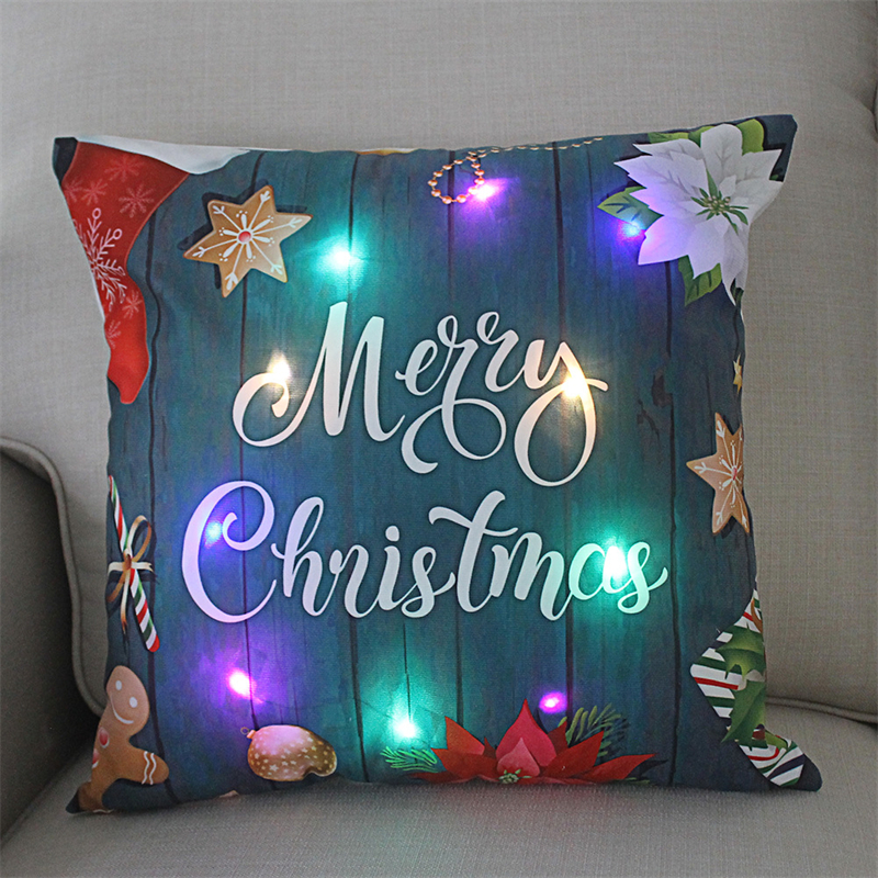 45cm LED  Pillowcase Santa Claus Luminous Cushion Home Sofa Table Car Decor  Decoration Year'S Eve Decor