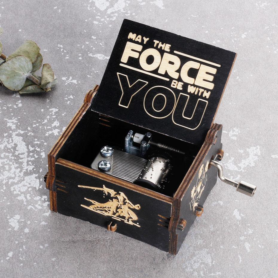 Black Castle In The Sky Queen  Music Box Wooden Music Box Birthday Gift Antique Carved Wooden Handle