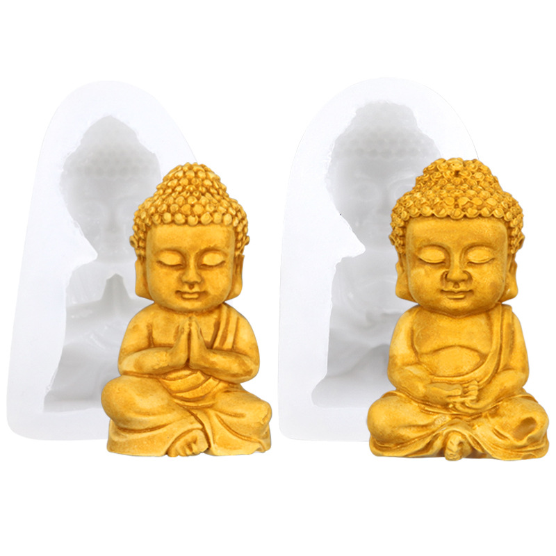 3D Buddha Candle Fondant Silicone Mold Molde Silicona Buda Aromatherapy Wax Craft Decorating Tools Resin Velas Making Supplies