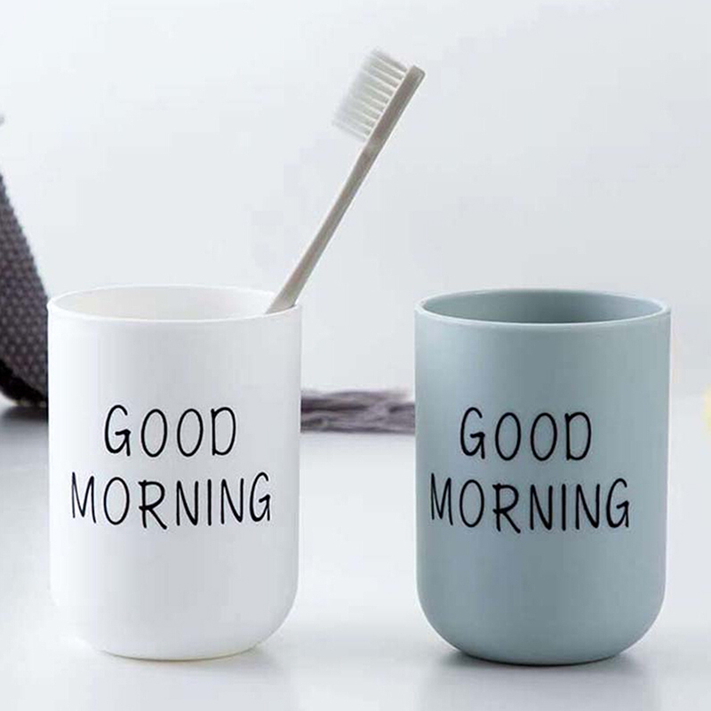 Simple Travel Nordic Good Morning Mouthwash Cup Creative Brushing Cup Plastic Toothbrush Cup Bathroom Accessories