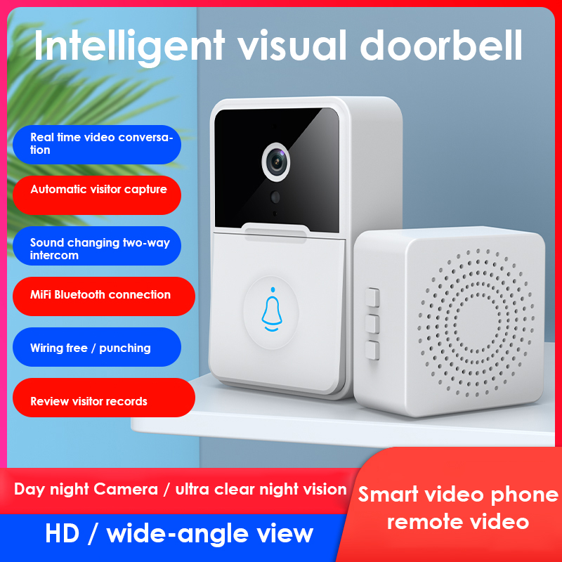 Low power alkaline battery visual remote control doorbell WiFi wireless variable sound punch free two-way intercom video camera