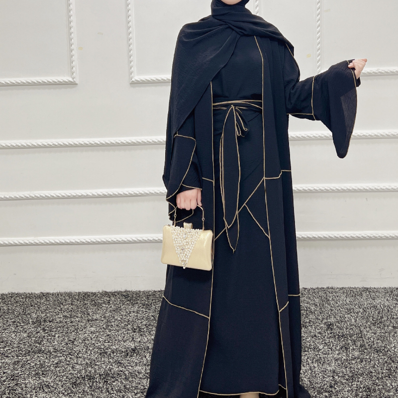  Mulsim Sets Trim Coat Inner Wear Dress Skirt Circumference Three-Piece Suit Musulman Ensembles Musulmán Conjuntos Lr509