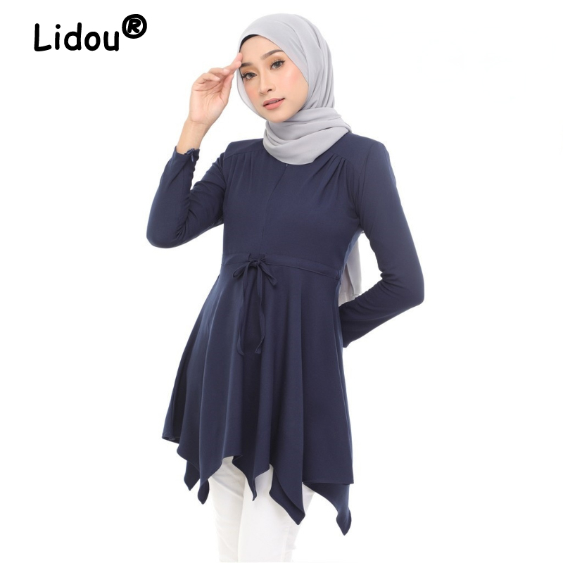 Women's Arabic  Modest Double Layer Muslim Tops Pakistani Ramadan Musulmane Tops Eid Mubarak Marocain Casual Clothing
