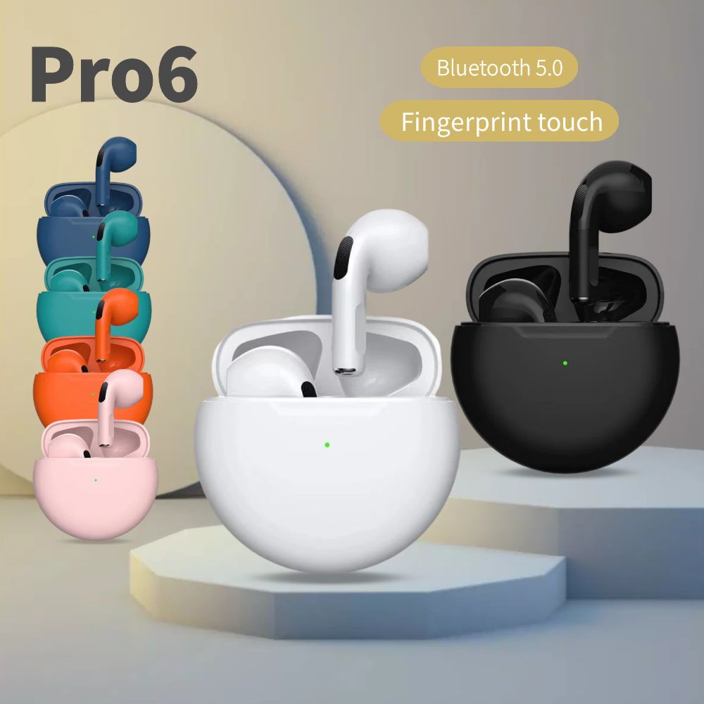 Original Pro6 TWS Headsets For Iphone Xiaomi Phones Bluetooth 5.1 Touch Control Wireless Earphones Sport Earbuds Music Headphone