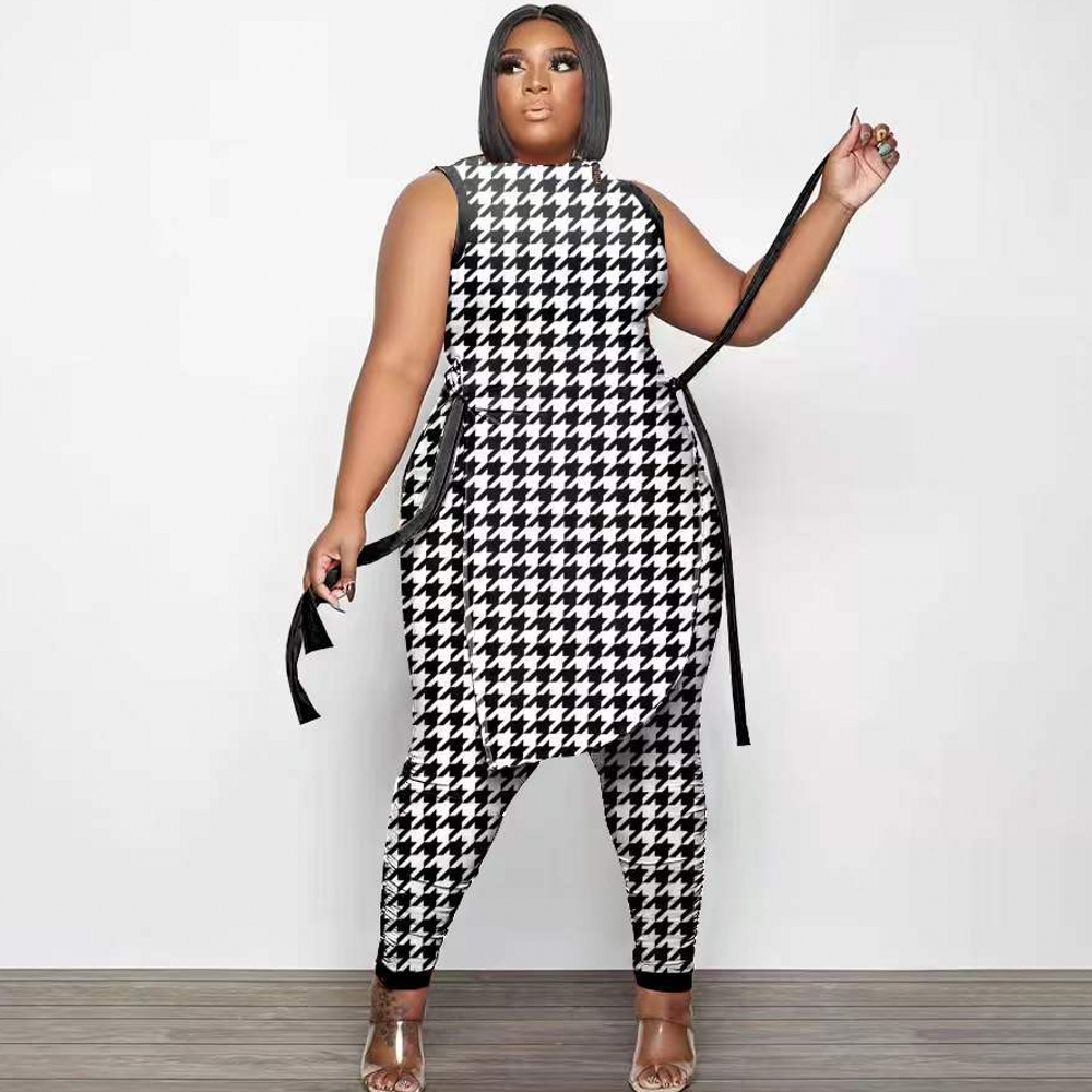 XL-5XL Plus Size Clothes 2 Piece Women Set  Spring Summer  Sleeveless Top And Pants Suit Party Lady Matching Sets