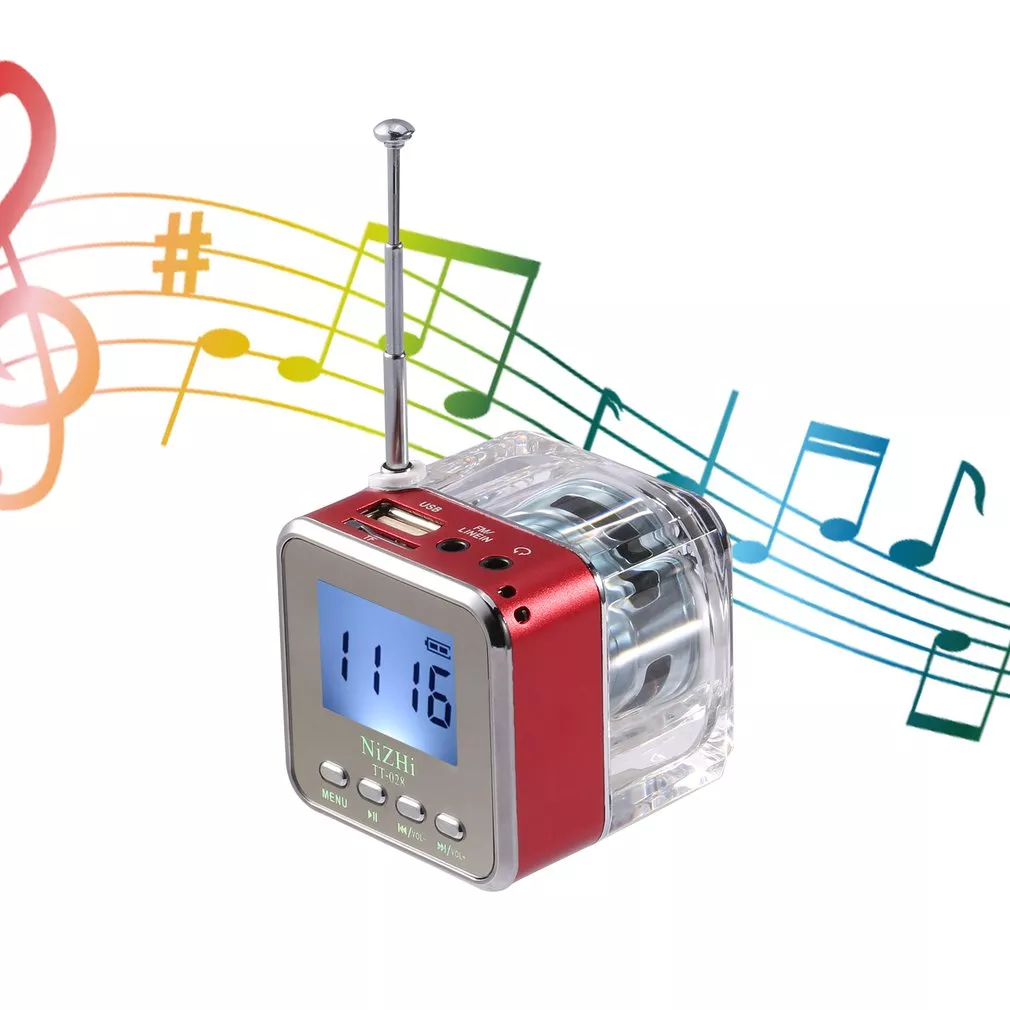 Digital Mini FM Radio Speaker Receiver With LCD Stereo Loudspeaker Support Micro TF Card Mp3 Music Player USB Charging