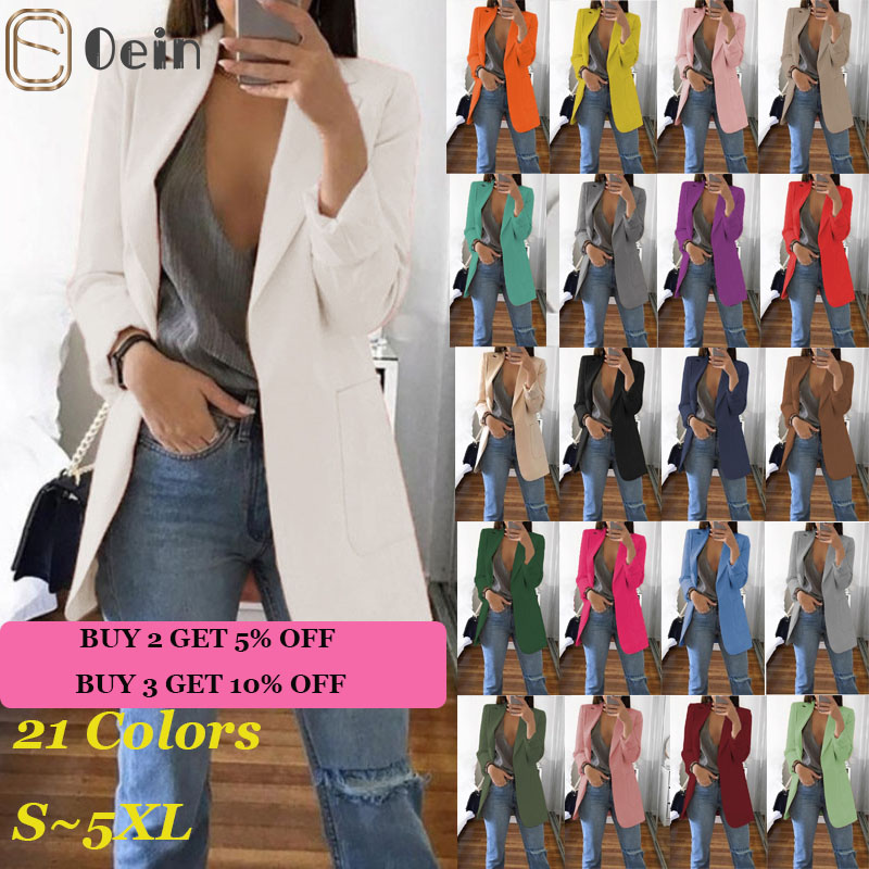 Women's Blazers Jacket  Spring and Autumn Female Jacket Oversize Office Long Sleeve Solid Color Coat Loose Casual Clothes
