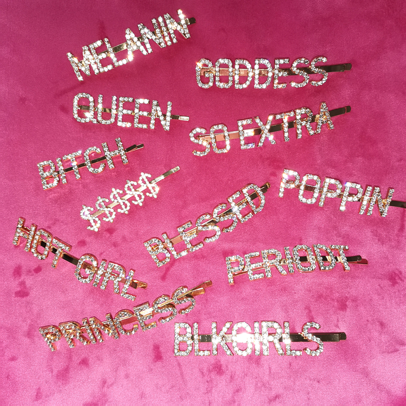 Words Name Hairclip Rhinestones hair pins and clips Wedding Crystal Bling Bridal Styling Barrette