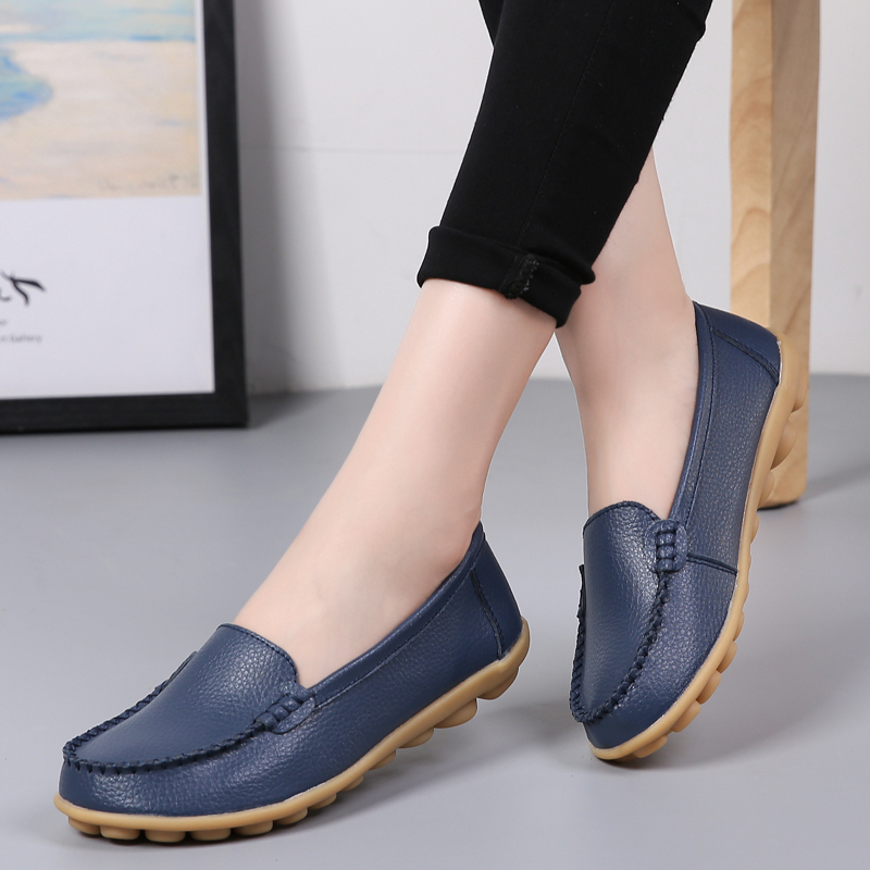  Women Flats Ballet Shoes Woman Cut Out Leather Breathable Moccasins Women Boat Shoes Ballerina Ladies Casual Shoes