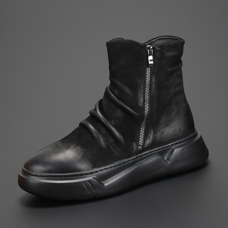 Shoes leather high top boots punk Knight men's boots personalized Martin boots British  versatile high  shoes