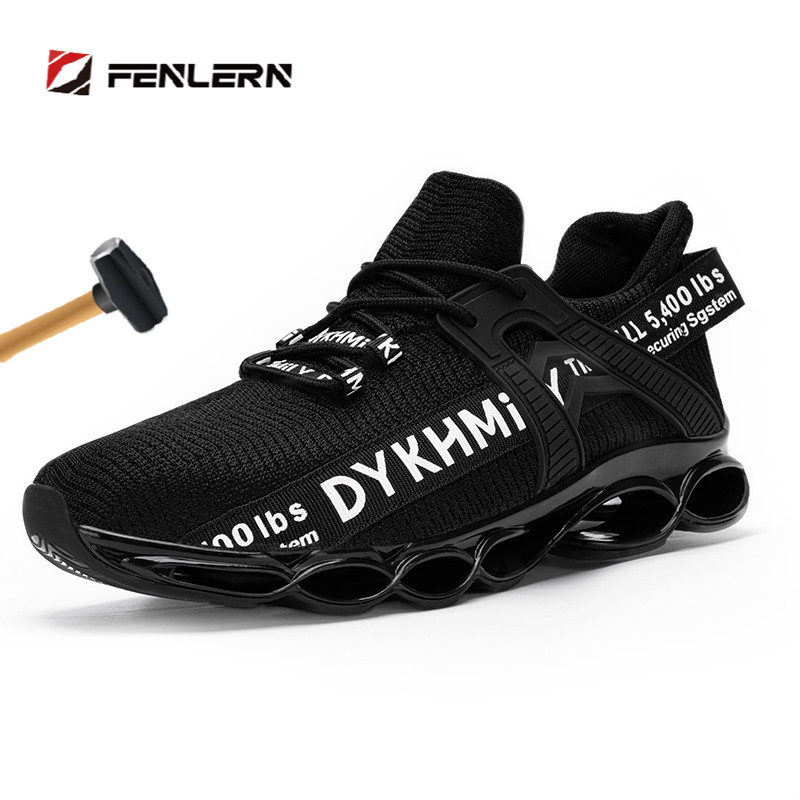 FENLERN Blade Winter Safety Shoes Men Slip on Light Weight Steel Toe Cap Shoes Composite Work Boots Sneakers Men Shoes