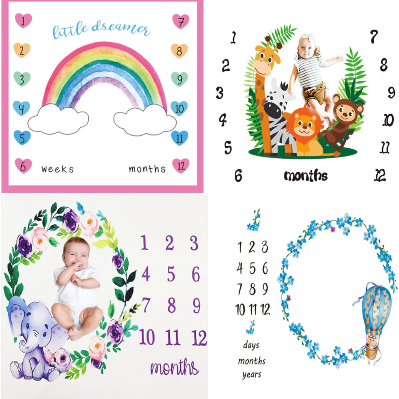 Baby Milestone Background Po Blanket Infant Pography Backdrop Cloth Kids Pographic Calendar Po Props Accessories