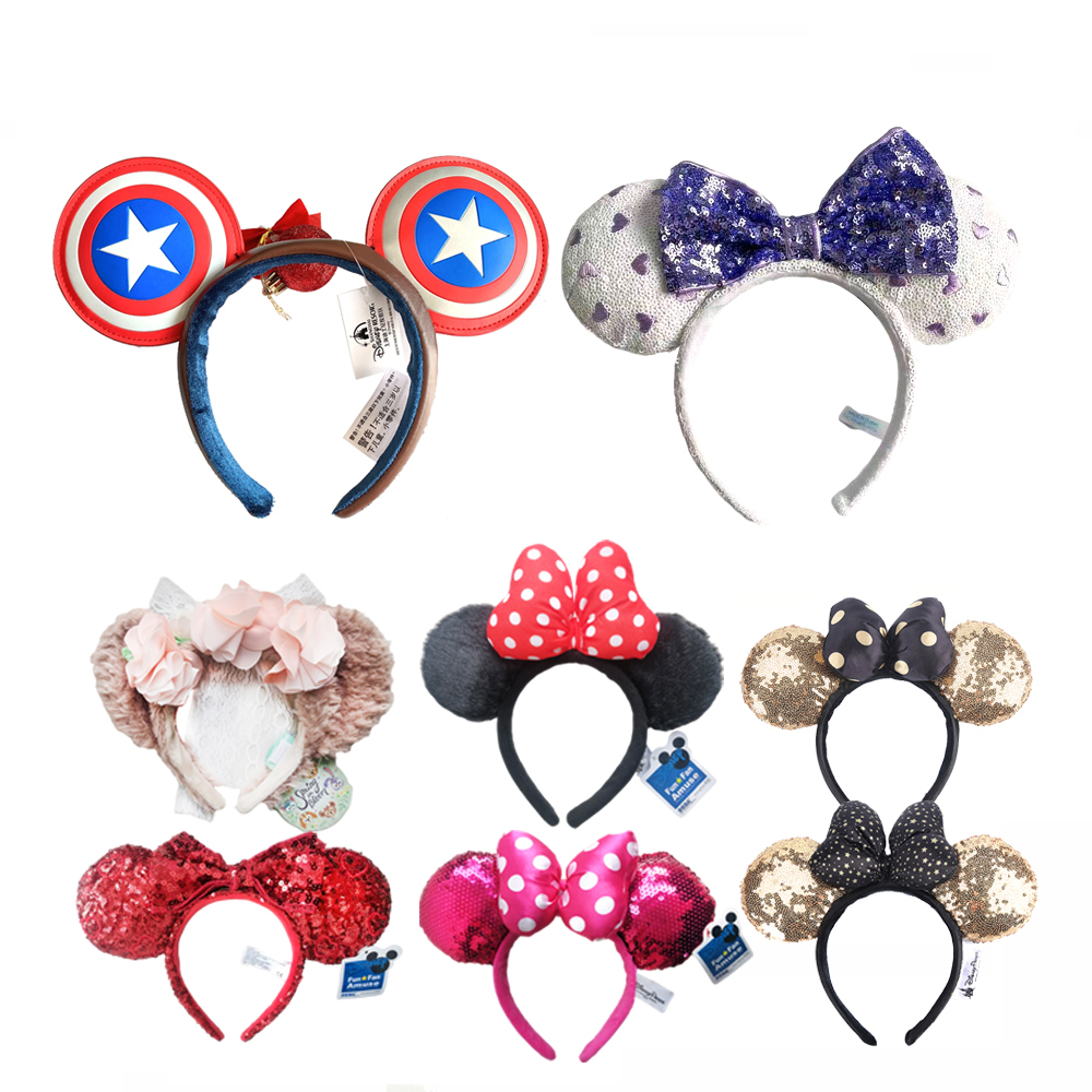 Mickey Minnie Ears Headband Sequin EARS COSTUME Hallowmas Headband Cosplay Plush Gift plush mouse doll girls Party Hair band