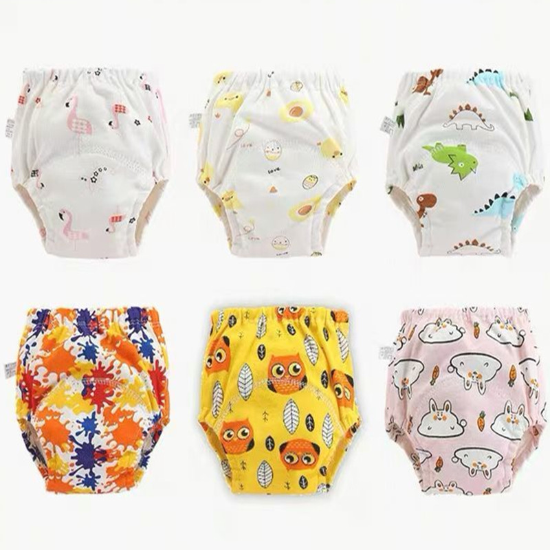 4pc/Lot  Baby Cotton Training Pants Panties Waterproof Cloth Diapers Reusable Toolder Nappies Diaper Baby Underwear