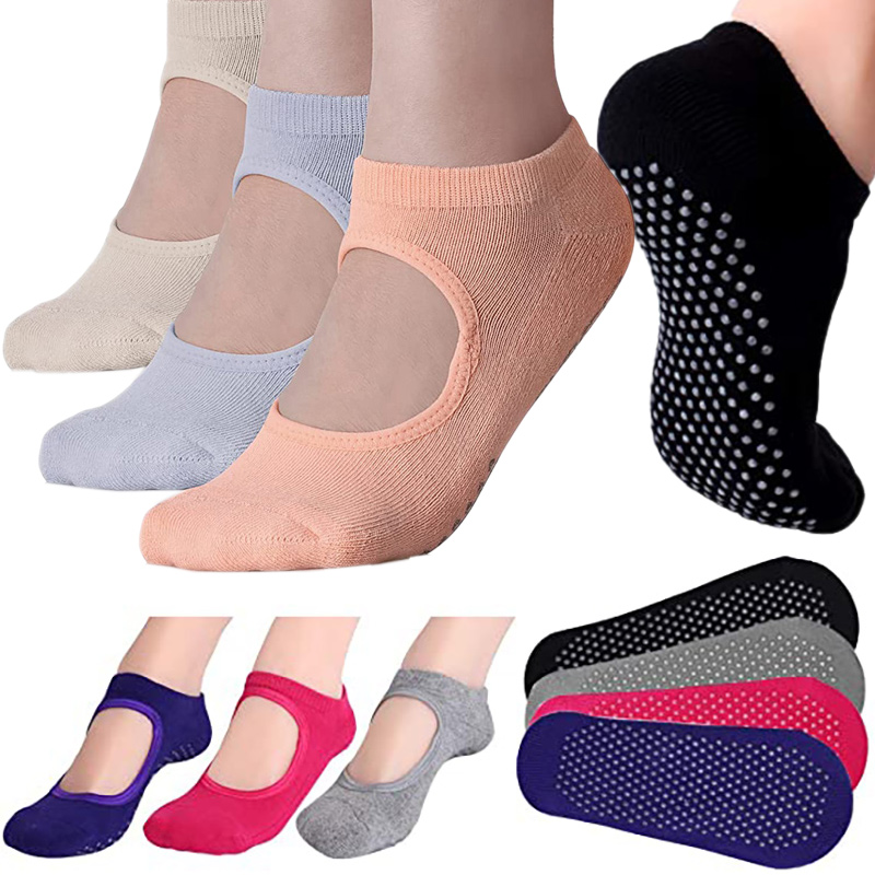 Backless Yoga Socks Non Slip Yoga Socks with Grips Towel Bottom Dispensing Round Head Pilates Ballet Foot Skid Socks for Women