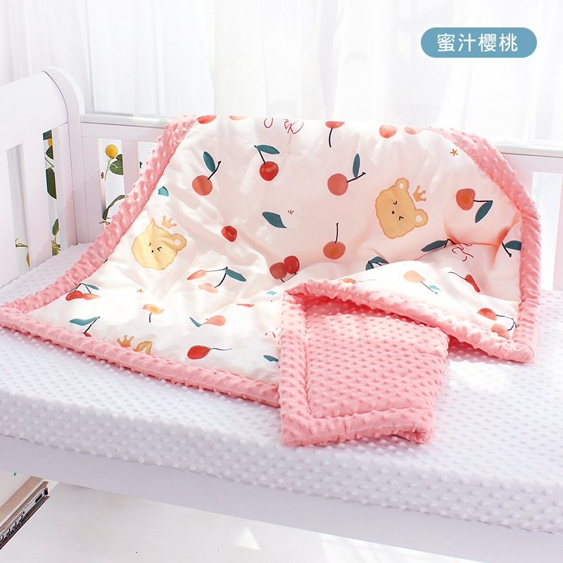 AB Side Newborn Baby Blanket Air Conditioning Comfort Quilt Cover Minky Dot Fabric Comforting Four Seasons Children Cot Beddings
