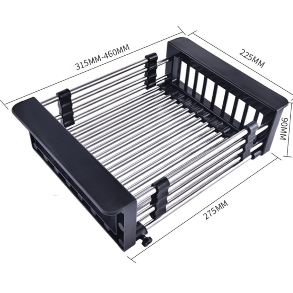 Black Kitchen Sink Drain Basket Draining Shelf Stainless Steel Sink Sink Tableware Filter Dry Water Basket Retractable Sink