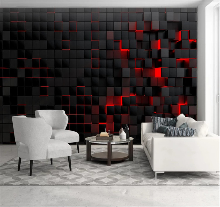 Custom po wall 3D black simple atmosphere 8D wallpaper living room sofa TV background home decoration