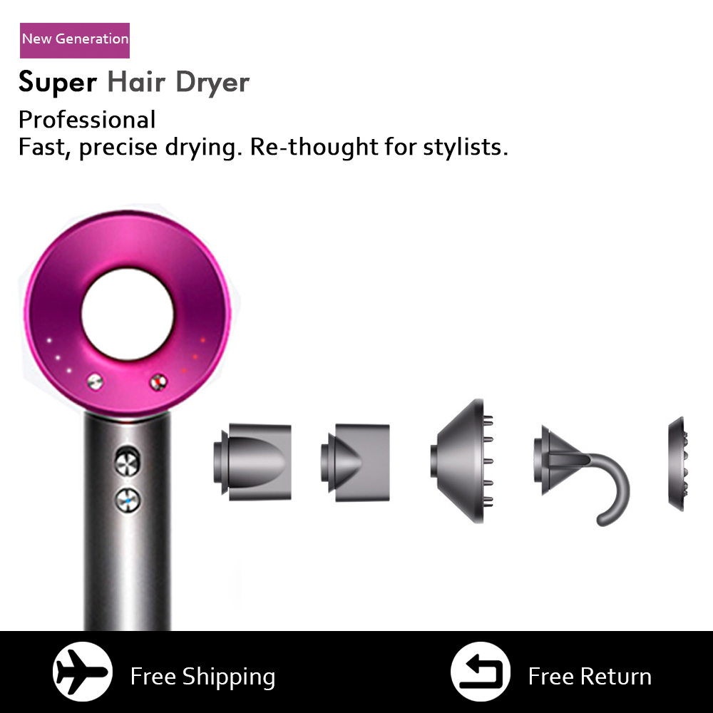 Professional Hair Dryer With Flyaway Attachment Negative Ionic Premium HD08 Hair Dryers Multifunction Salon Style Tool