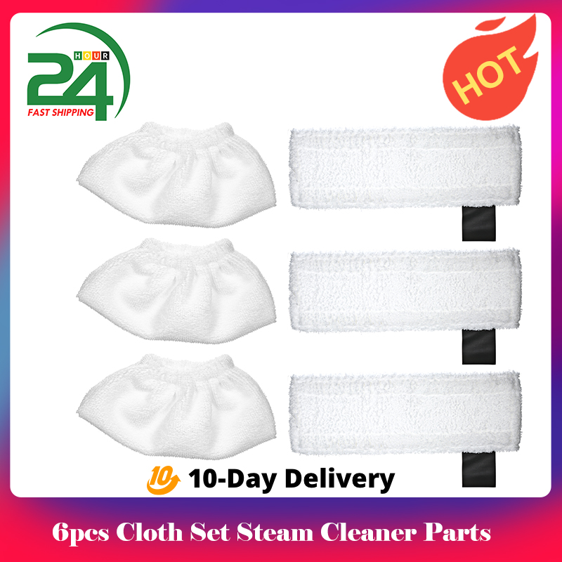 6pcs Cloth Set 3 Rag Nozzle Covers 3 Microfiber Mopping Pads for Karcher SC2/ SC3/ SC4/ SC5 Steam Cleaner Parts Accessories