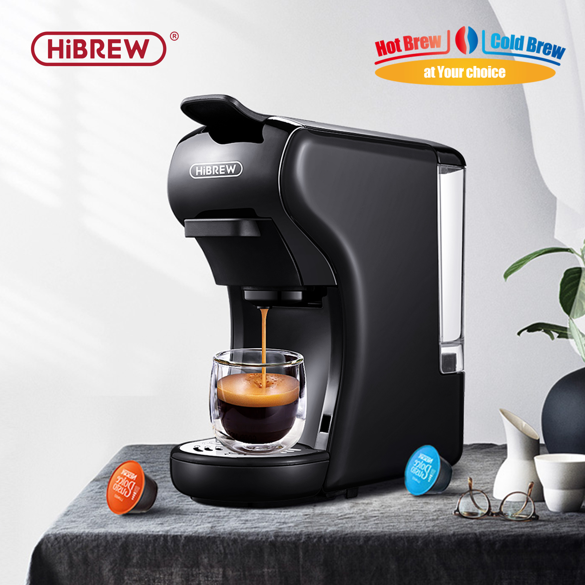 HiBREW Coffee Machine 19 Bar 3in1&4in1 Multiple  Capsule Espresso  Cafetera ， Pod  Coffee Maker Dolce Milk&Nexpresso &Powder  H1