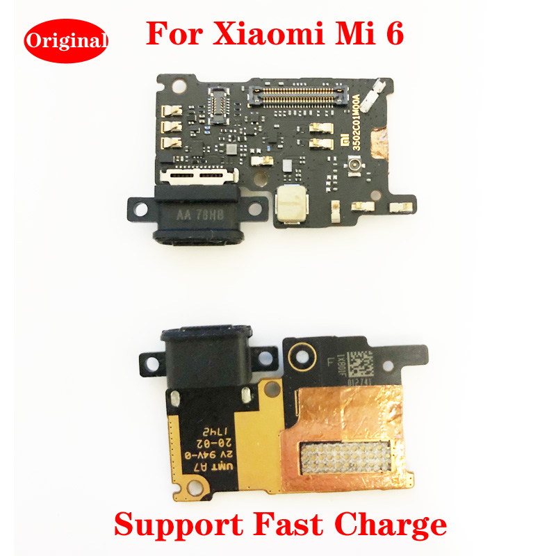 Original USB Charging Board Port For Xiaomi Mi 6 Supporrt Fast Charge Microphone Dock  Connector Flex Cable Parts