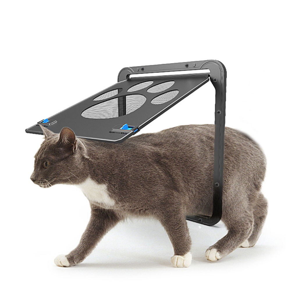 Pet Screen Door Dog Paw Print Door Anti-bite Small Dog/Cat Screen Door ABS+Nylon Net Material Pet Supplies