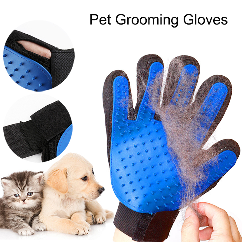 Dog Cat Pet Combs Grooming Deshedding Brush Gloves Effective Cleaning Back Massage Animal Bathing Fur Hair Removal