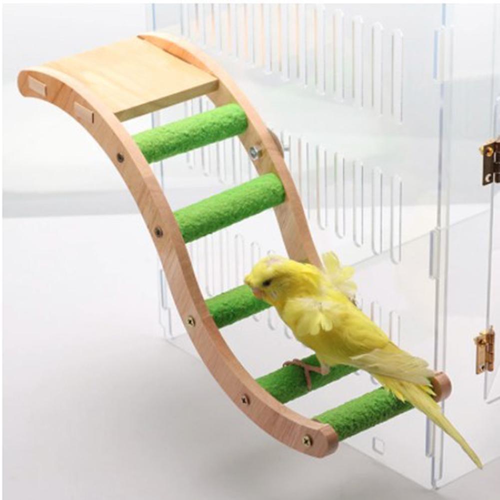 Pet Bird Wooden Ladder Play Platform Grinding Claws Interactive Toy Birds Cage Accessories Supplies