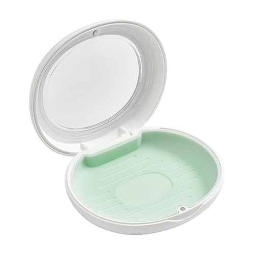 Stylish & Sleek Aligner Case Compatible with Invisalign, Compact Retainer Case for Travel, Fancy Oval Retainer Holder, Pretty Container for Night Guard & Mouth Guard (White Mint)
