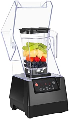 SYBO Super Quiet Commercial Blender with Soundproof Enclosure, Self-Cleaning 4D Blades for Ice Crushing, Smoothies and Puree, Professional Countertop Blender, Black