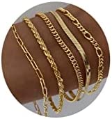 DEARMAY Gold Bracelets for Women, 14K Real Gold Jewelry Sets for Women Cute Tennis Beaded Bracelets for Women Cuban Link Paperclip Chain Dainty Bracelet Pack Gifts for Women