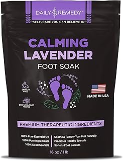 Calming Lavender Foot Soak with Epsom Salt, Made in USA, Foot Soak Soothes Sore Tired Feet, Athletes Foot, Stubborn Foot Odor, Softens Calluses & Helps Treat Toenail, 16 oz 1 lb