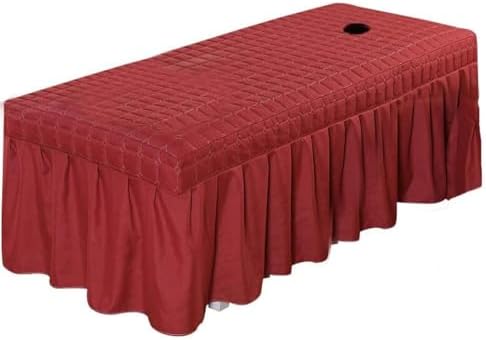 1pcs Solid Beauty Salon Bedskirt ONLY for Salon Massage Table Bed Sheet Bedspread SPA Beauty Bed Sheet Full Cover with Hole, 74.8x31.4inch (Wine red)