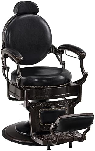 BarberPub Heavy Duty Metal Vintage Barber Chair All Purpose Hydraulic Recline Salon Beauty Spa Chair Styling Equipment 9201 (Black)