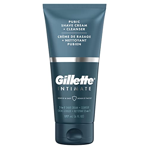 Gillette Intimate 2 in 1 Pubic Shave Cream + Cleanser, Gentle Formula, Formulated for Pubic Hair & Skin, with Aloe, Paraben Free (177 ml)