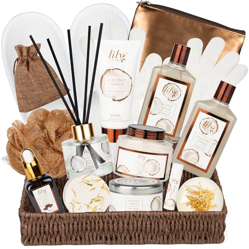 Perfumes Spa Gift Baskets Set for Women 17 Pcs Bath and Body Gifts Basket for Father Mothers Day Men Spa Gift Set for Christmas Birthday Gifts Self Skin Care Bath Spa Set Bath Spa Kit