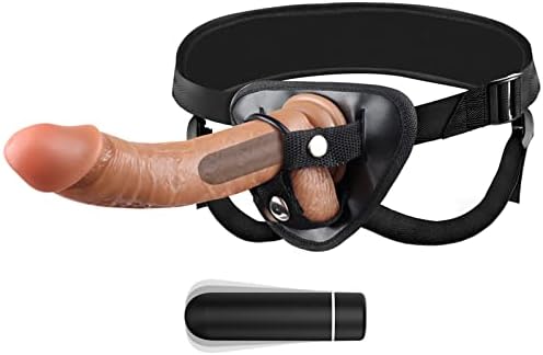 Strap-on Realistic Vibrating Dildo Wearable Harness with Bullet Vibrator, Detachable Silicone G Spot Stimulator, Vagina Massager Female Masturbator Sex Toys for Women Lesbian Couple (Flesh)