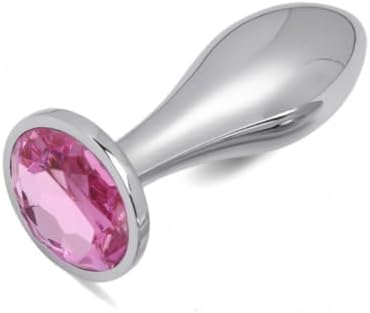 Small Anal Plug Adult Sex Toy - Jewel Small Butt Plug Stainless Sex Anal Toy - G Spot Anal Sex Adult Toy for Beginner Adult Women and Men Couple (Pink)