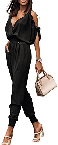 Dokotoo Jumpsuit for Womens Dressy Casual 2024 One Piece Romper Cold Shoulder Outfits for Summer