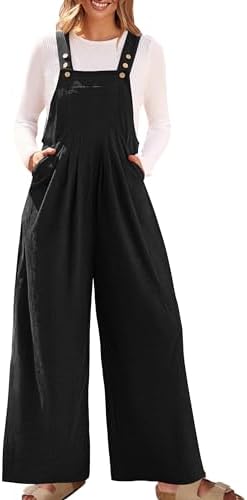 ZESICA Women's Casual Overalls Jumpsuits Loose Corduroy Bib Adjustable Straps Wide Leg Long Pant Romper with Pockets