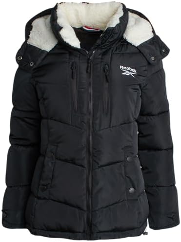 Reebok Women's Puffer Jacket - Heavyweight Quilted Puffer Jacket with Faux Fur Trim Hood - Outerwear Jackets for Women (S-XL)