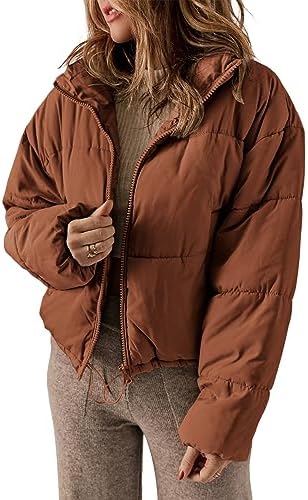 Dokotoo Womens Winter Quilted Jackets Long Sleeve Full Zip Puffer Jacket Coats with Pockets
