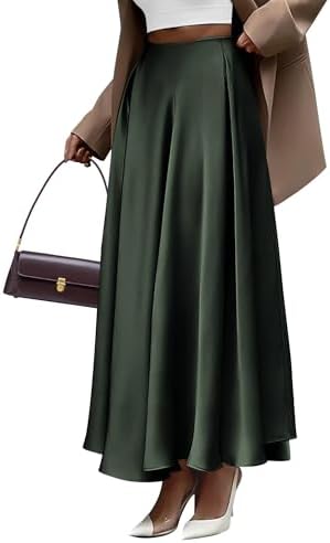 BTFBM Women's Satin High Waist Skirts 2024 Summer Fall Outfits Elegant Cocktail Party Flowy A-Line Maxi Skirt