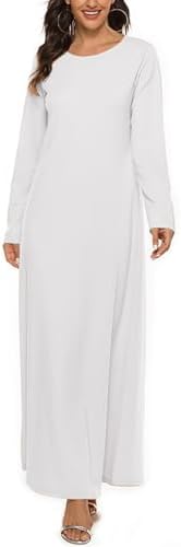 JEYPINMI Womens Muslim Long Dress One Piece Long Sleeve Abayas Islamic Prayer Arabian Robe Dubai Kaftan