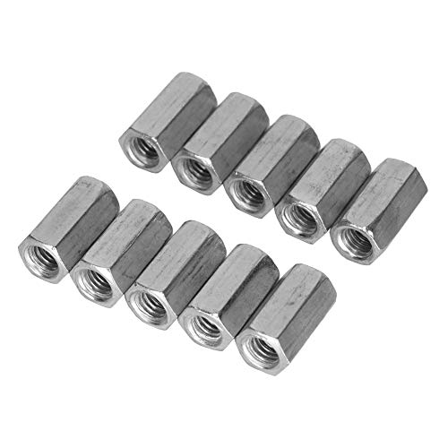 10pcs Hex Coupling Nut, M6 Hex Coupling Nut Carbon Steel Long Rod Coupling Nuts for Communication Equipment Ship Assembly Machinery Industry (M6x18)