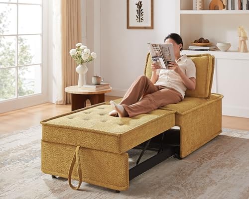 Sleeper Chair, Convertible 3-in-1 Chair Sofa Bed, Boucle Pull-Out Bed with Adjustable Backrest, Oversized Sleeper Chairs for Adults for Living Room Bedroom Small Spaces