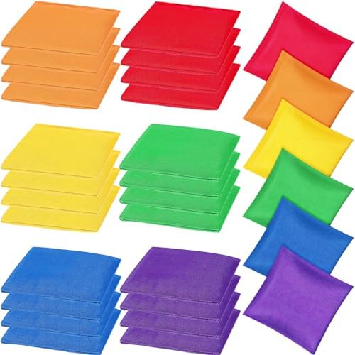Shappy 24 Pcs Bean Bags for Tossing Bean Bags for Cornhole Game 6 x 6 Corn Hole Bean Bags Tossing Game Bean Bags for Family Party Throwing Game(6 Bright Colors, Classic)