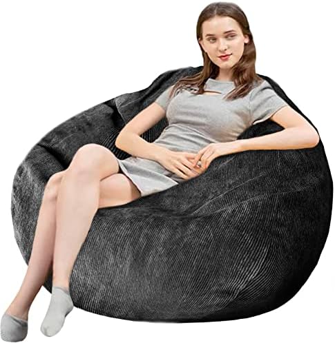 Bean Bag Chair 3Ft Premium Corduroy Ultra Soft Medium Bean Bag Sofa with Memory Foam for Adults Plush Lazy Sofa